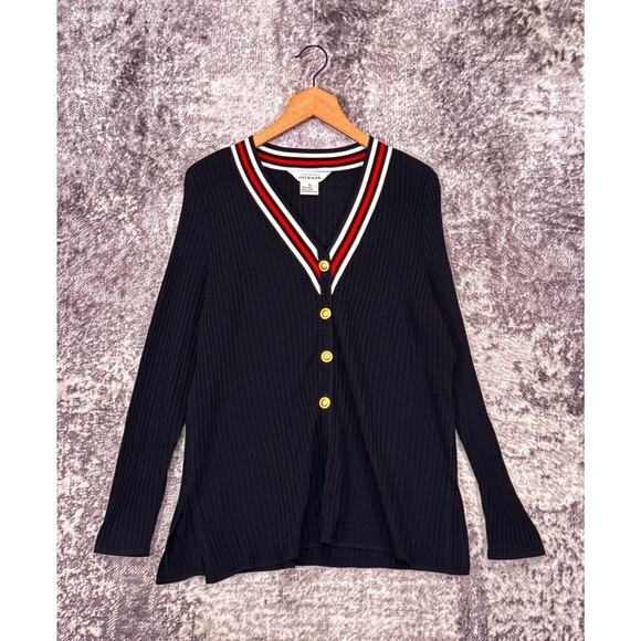 Exclusively Misook Jacket XL Womens Acrylic Black Ribbed Button Front - Picture 1 of 7